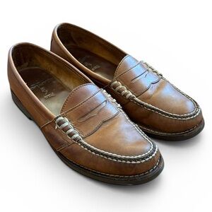 Polo Ralph Lauren Brown Leather Penny Loafer Mens 9D Classic Preppy Slip On Shoe